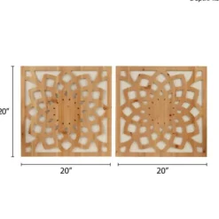 Wall Plaques-Kirkland's Home Madison Park Wood Lotus Wall Plaques, Set Of 2 Brown/White