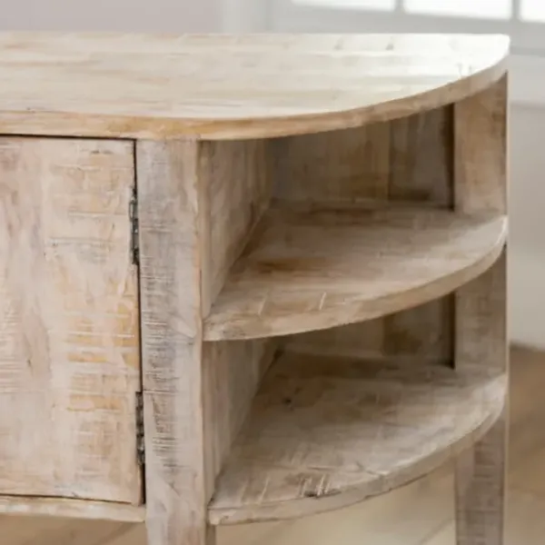 Entryway Furniture-Kirkland's Home Maeve Wash Console Table White