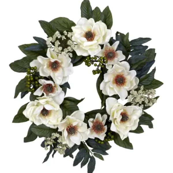 Wreaths-Kirkland's Home Magnolia And Berry Wreath White