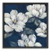 Framed Art-Kirkland's Home Magnolias Indigo Framed Giclee Canvas Art Print White/Blue/Yellow
