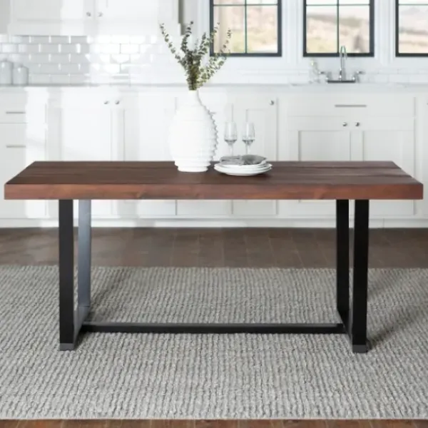 Dining Tables-Kirkland's Home Mahogany Distressed Solid Wood Dining Table Brown