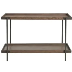 Console Tables-Kirkland's Home Mahogany Oak Wood Tray Top Console Table Brown