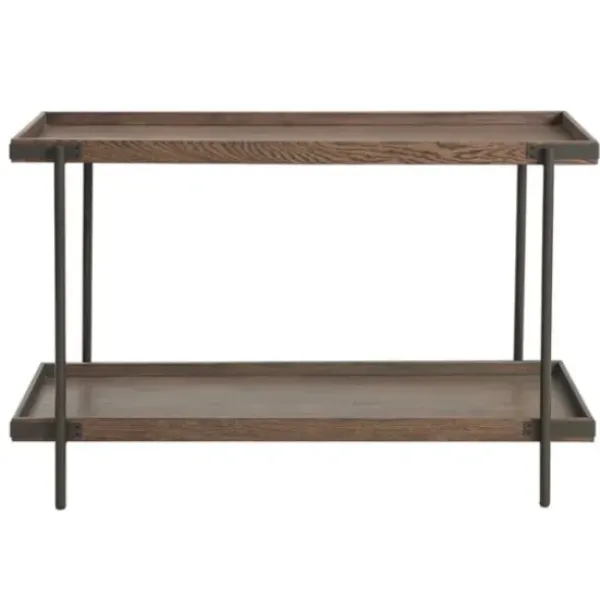Console Tables-Kirkland's Home Mahogany Oak Wood Tray Top Console Table Brown