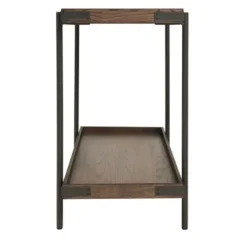 Console Tables-Kirkland's Home Mahogany Oak Wood Tray Top Console Table Brown