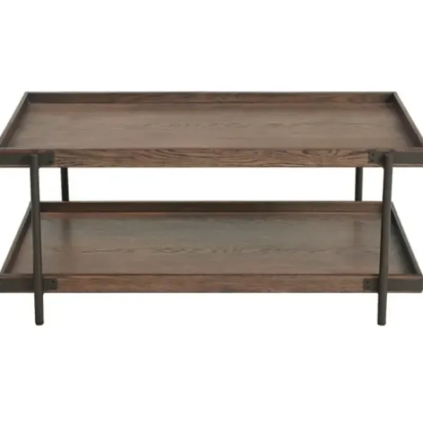 Coffee Tables-Kirkland's Home Mahogany Oak Wood Tray Top Coffee Table Brown