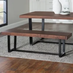 Dining Chairs-Kirkland's Home Mahogany Solid Pine Two-Tone Dining Bench Brown