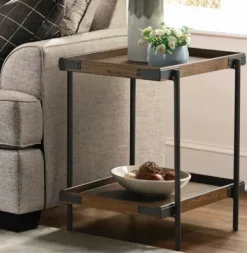 Accent & End Tables-Kirkland's Home Mahogany Tray Top And Shelf Wood Accent Table Brown