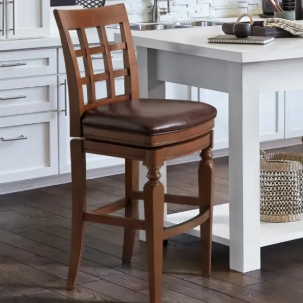 Bar Stools & Counter Height Stools-Kirkland's Home Mahogany Trellis Swivel Bar Stool Brown
