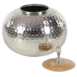Decorative Bowls & Jars-Kirkland's Home Mahogany Wood And Metal Jar With Lid, 14 In. Brown/Tan