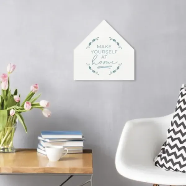 Wall Quotes & Signs-Kirkland's Home Make Yourself At Home House Shaped Canvas Print White