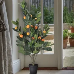 Trees & Topiaries-Kirkland's Home Mandarin Orange Tree In Black Planter