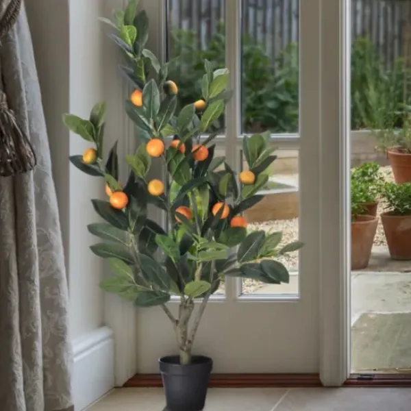 Trees & Topiaries-Kirkland's Home Mandarin Orange Tree In Black Planter