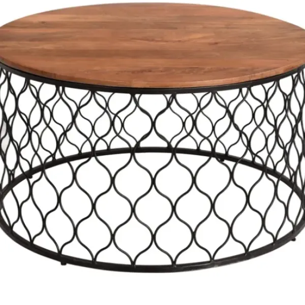 Coffee Tables-Kirkland's Home Mango Wood And Black Iron Coffee Table Brown