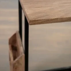 Accent & End Tables-Kirkland's Home Mango Wood And Iron Extendable C-Table Brown