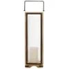 Lanterns-Kirkland's Home Mango Wood Frame Lantern, 31 In. Brown