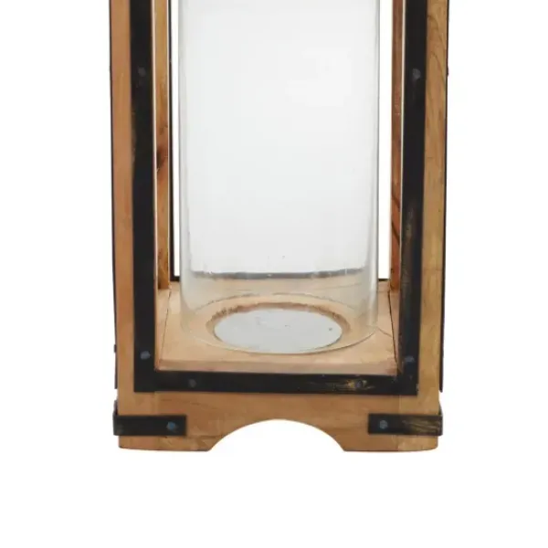 Lanterns-Kirkland's Home Mango Wood Frame Lantern, 31 In. Brown
