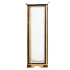 Lanterns-Kirkland's Home Mango Wood Frame Lantern, 31 In. Brown