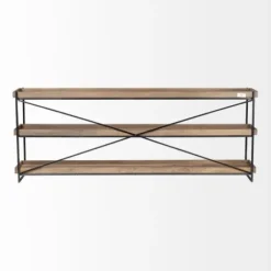 Console Tables-Kirkland's Home Mango Wood Metal Frame Console Table Brown