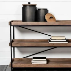 Console Tables-Kirkland's Home Mango Wood Metal Frame Console Table Brown