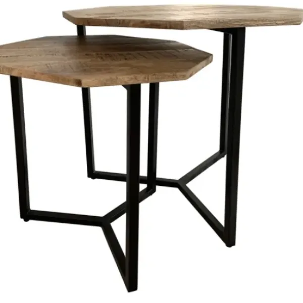 Accent & End Tables-Kirkland's Home Mango Wood Nesting Accent Tables, Set Of 2 Tan