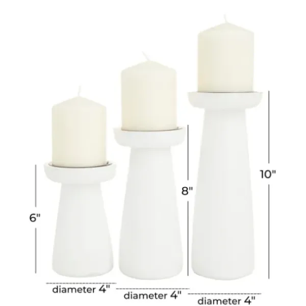 Candle Holders-Kirkland's Home Mango Wood 3-Pc. Pillar Candle Holder Set White