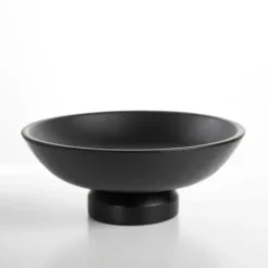 Decorative Bowls & Jars-Kirkland's Home Mango Wood Trough Bowl Black