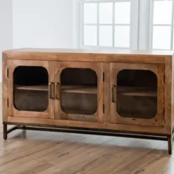 Tv Stands & Media Consoles-Kirkland's Home Manu Mango Wood Media Cabinet Brown