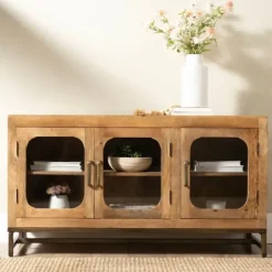 Tv Stands & Media Consoles-Kirkland's Home Manu Mango Wood Media Cabinet Brown