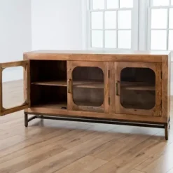 Tv Stands & Media Consoles-Kirkland's Home Manu Mango Wood Media Cabinet Brown