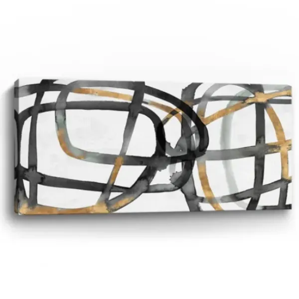 Canvas Art-Kirkland's Home Many Ways Abstract Canvas Art Print, 60X30 In. White/Black/Gold