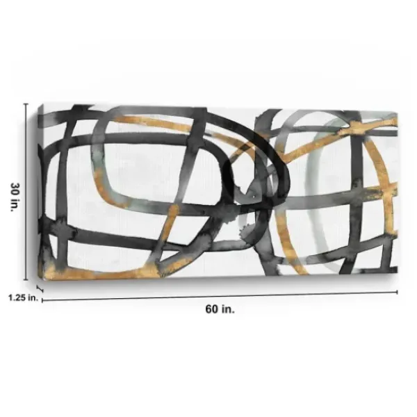 Canvas Art-Kirkland's Home Many Ways Abstract Canvas Art Print, 60X30 In. White/Black/Gold