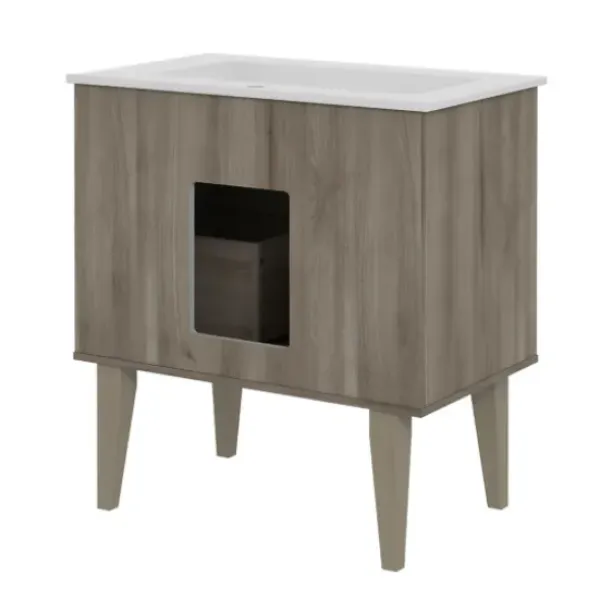 Bathroom Furniture-Kirkland's Home Maple Corinth Wood Sink Vanity Gray