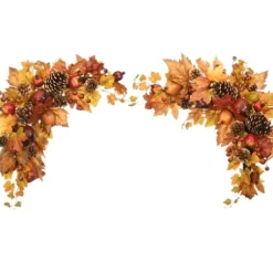 Arrangements & Greenery-Kirkland's Home Maple Leaf And Pomegranate Corner Swags, Set Of 2 Orange/Red