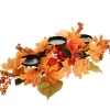 Arrangements & Greenery-Kirkland's Home Maple Leaf Candleholder Centerpiece Orange/Black