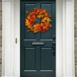Wreaths-Kirkland's Home Maple Leaf Fall Foliage Wreath Orange