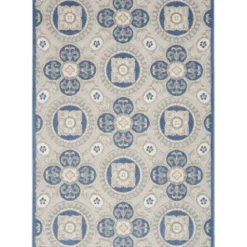 Outdoor Rugs-Kirkland's Home Mara Floral Blossom Indoor/Outdoor Area Rug, 5X7 Gray/White/Multi