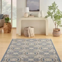 Outdoor Rugs-Kirkland's Home Mara Floral Blossom Indoor/Outdoor Area Rug, 5X7 Gray/White/Multi