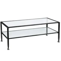 Coffee Tables-Kirkland's Home Mara Glass And Metal Coffee Table Black