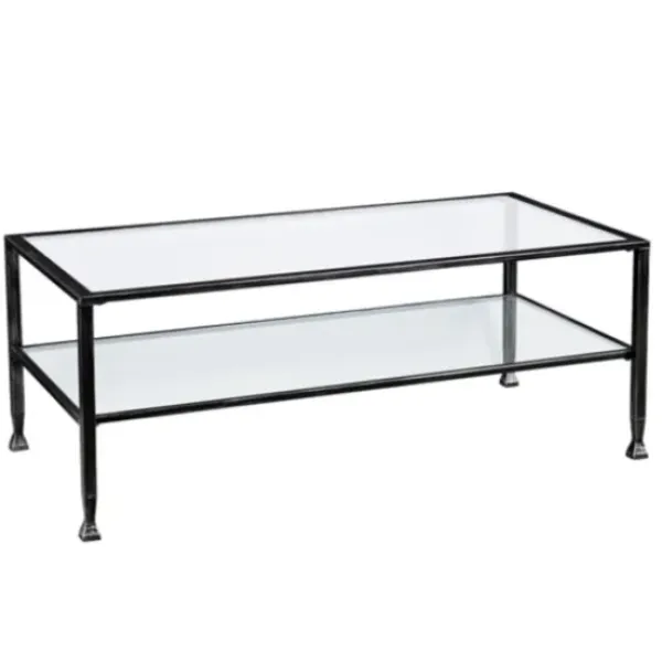 Coffee Tables-Kirkland's Home Mara Glass And Metal Coffee Table Black