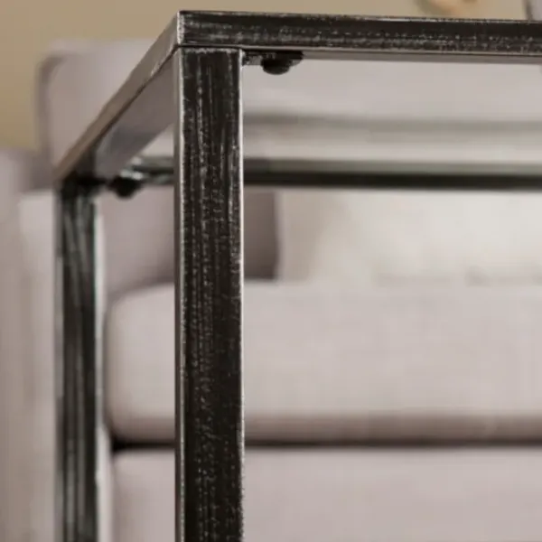 Coffee Tables-Kirkland's Home Mara Glass And Metal Coffee Table Black