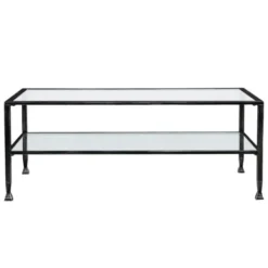 Coffee Tables-Kirkland's Home Mara Glass And Metal Coffee Table Black