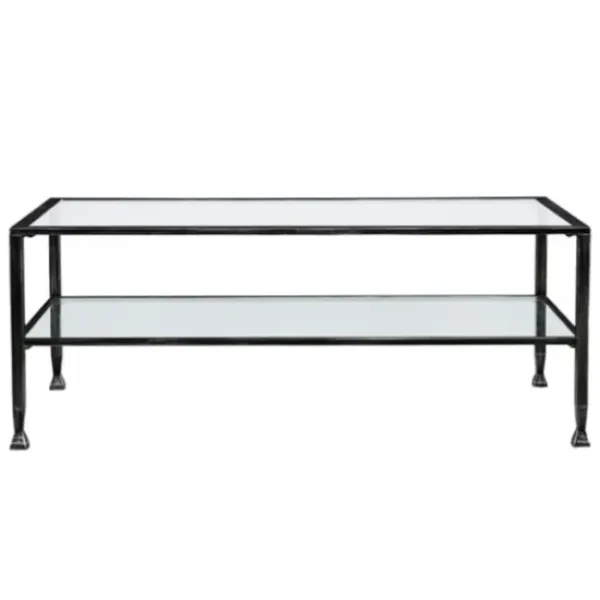 Coffee Tables-Kirkland's Home Mara Glass And Metal Coffee Table Black