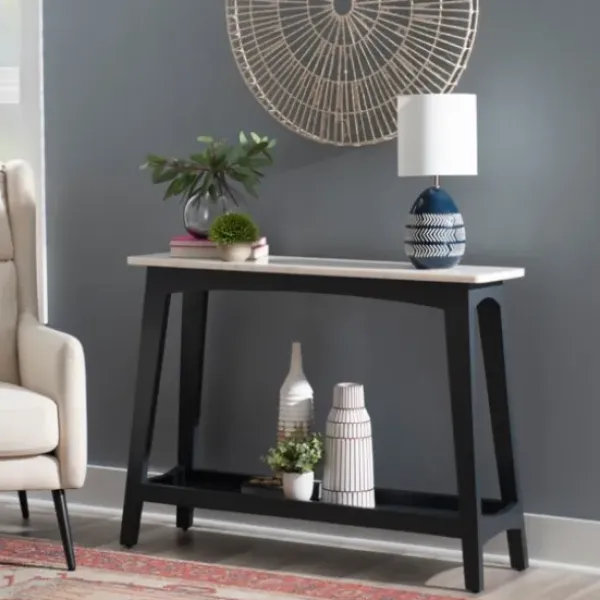 Console Tables-Kirkland's Home Marble And Black Wood Console Table