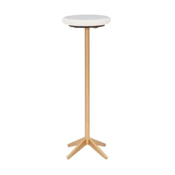 Accent & End Tables-Kirkland's Home Marble And Gold Base Cocktail Table White