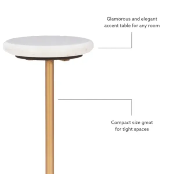 Accent & End Tables-Kirkland's Home Marble And Gold Base Cocktail Table White