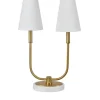 Table Lamps-Kirkland's Home Marble And Gold Twin Shade Table Lamp White