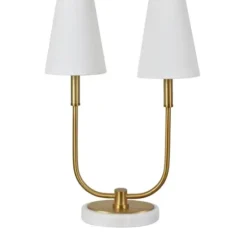 Table Lamps-Kirkland's Home Marble And Gold Twin Shade Table Lamp White