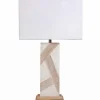 Table Lamps-Kirkland's Home Marble Carved Lines Table Lamp White