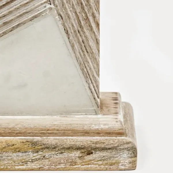 Table Lamps-Kirkland's Home Marble Carved Lines Table Lamp White
