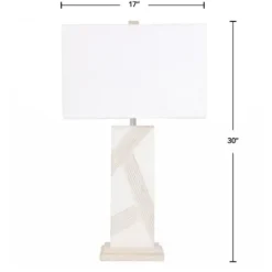 Table Lamps-Kirkland's Home Marble Carved Lines Table Lamp White